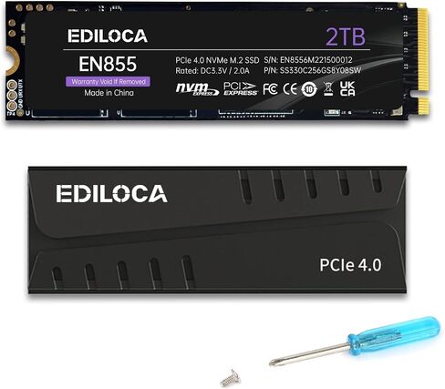 Ediloca 2TB SSD NVMe M.2 2280 PCIe Gen4 x4 Internal Solid State Drive - Up to 7400MB/s, 2TB SSD PS5 Dynamic SLC Cache, PS5 Compatible for Gaming PC Laptop(EN870) in Saudi Arabia
