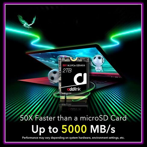 Addlink New S91 2TB 2230 NVMe High Performance PCIe Gen4x4 2230 3D NAND SSD - Read Speed up to 5000 MB/s Compatible with Steam Deck, ROG Ally, Laptop, Internal Solid State Drive - (ad2TBS91M2P) in Saudi Arabia