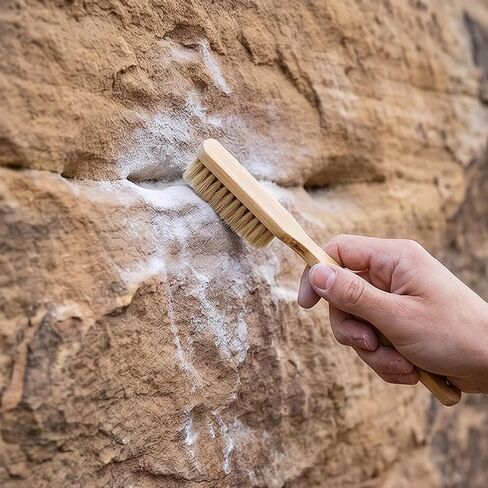 Rock Climbing Brush Wood Handle Natural Fiber Head, Chalk Care Tool | Hold care crag brush route brush grip tool accessory chalk buildup wall training gym gear route in Saudi Arabia