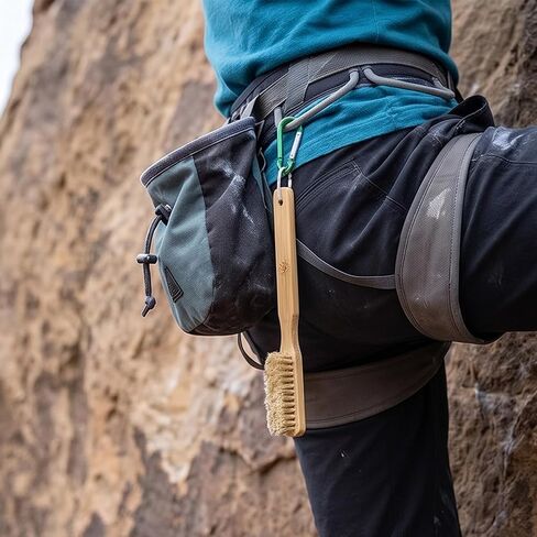 Rock Climbing Brush Wood Handle Natural Fiber Head, Chalk Care Tool | Hold care crag brush route brush grip tool accessory chalk buildup wall training gym gear route in Saudi Arabia