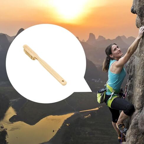 Rock Climbing Brush Wood Handle Natural Fiber Head, Chalk Care Tool | Hold care crag brush route brush grip tool accessory chalk buildup wall training gym gear route in Saudi Arabia