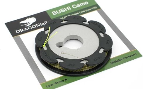 DRAGONtail Tenkara - Bushi CAMO Furled Tenkara Line | Low-visibility camouflage fishing line designed to stay hidden from cautious fish in clear water streams in Saudi Arabia
