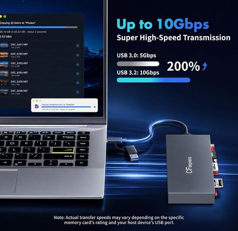 CFexpress Type B & Type A Card Reader, Professional 8-Slot USB 3.2 10Gbps Memory Card Adapter for XQD SD TF MS XD CF, Simultaneous Read Multi Slot Adapter for for Windows, Mac OS, Linux, iOS, Android in Kuwait