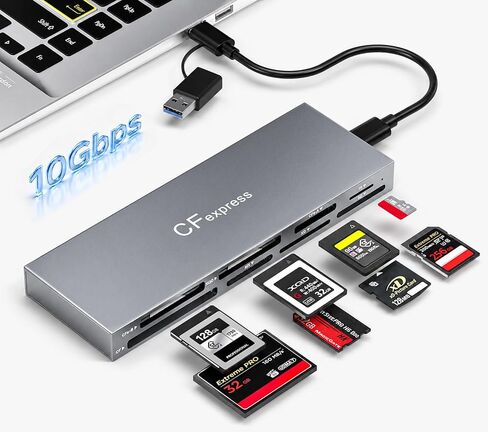 CFexpress Type B & Type A Card Reader, Professional 8-Slot USB 3.2 10Gbps Memory Card Adapter for XQD SD TF MS XD CF, Simultaneous Read Multi Slot Adapter for for Windows, Mac OS, Linux, iOS, Android in Kuwait