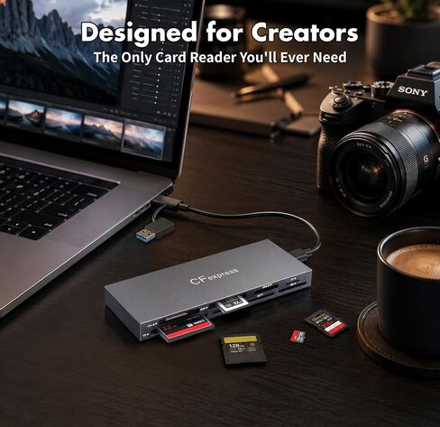 CFexpress Type B & Type A Card Reader, Professional 8-Slot USB 3.2 10Gbps Memory Card Adapter for XQD SD TF MS XD CF, Simultaneous Read Multi Slot Adapter for for Windows, Mac OS, Linux, iOS, Android in Kuwait