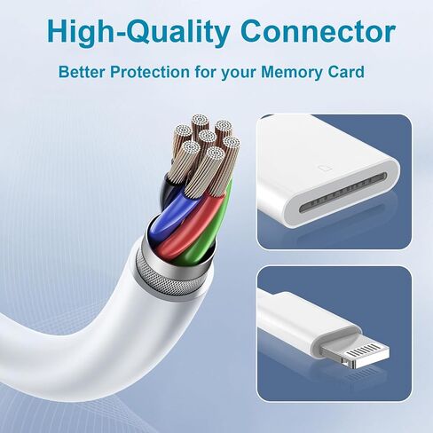 Lightning to SD Card Reader for iPhone, Lightning Camera Adapter Trail Camera Viewer SD Card Camera Memory Card Adapter Compatible with iPhone 14/13/12/11/XS/XR/X/8/7/iPad, Plug and Play in Saudi Arabia
