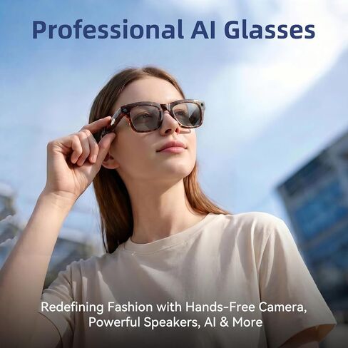 AI Smart Glasses with HD Camera, BT Call, 8MP Anti-Shake Camera Glasses with 1080P Video Recording Dual Mic, Simultaneous Interpretation/GPT Identify Objects, Photochromic Lens Leopard Print in Saudi Arabia
