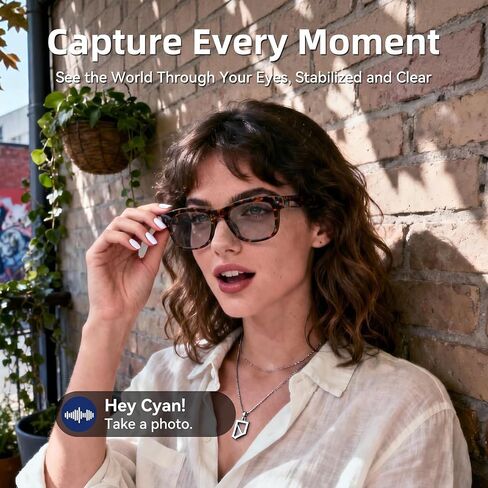 AI Smart Glasses with HD Camera, BT Call, 8MP Anti-Shake Camera Glasses with 1080P Video Recording Dual Mic, Simultaneous Interpretation/GPT Identify Objects, Photochromic Lens Leopard Print in Saudi Arabia