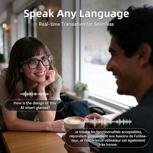 AI Smart Glasses with HD Camera, BT Call, 8MP Anti-Shake Camera Glasses with 1080P Video Recording Dual Mic, Simultaneous Interpretation/GPT Identify Objects, Photochromic Lens Leopard Print in Saudi Arabia