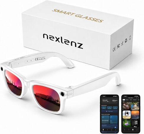 Smart Glasses with Camera for Travel & POV Video, White | Hands-free POV camera glasses for travel, cycling and daily moments, with Bluetooth audio, calls, translation and WiFi. in Saudi Arabia