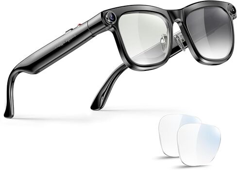 AI Smart Glasses with Camera & Voice Assistant, 8MP 1080P HD Video | AI Recognition&Translation,Bluetooth Call,Open-Ear Audio, Photochromic + Blue Light Lenses for Travel Vlog Outdoor driving in Saudi Arabia