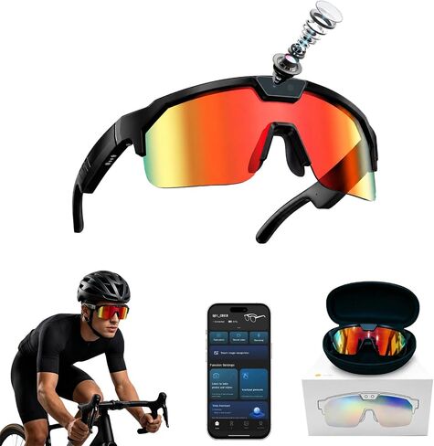 AI Smart Sport Glasses 30MP Camera, Video Recording Sunglasses 1200P HD | Dual Anti-Shake, Bluetooth Glasses Music Real-Time Translation 139-Lang, ChatGPT Voice Assistant for Hiking Cycling Outdoor in Saudi Arabia