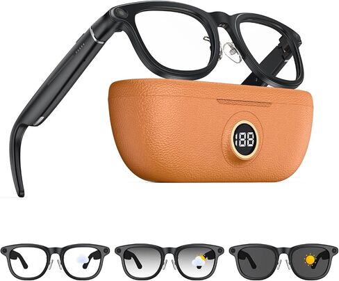 AI Camera Smart Glasses, 8MP 4K Video Recording with 3600mAh Charging Case | Bluetooth glasses with photochromic sunglasses lenses and EIS stabilization for cycling, travel, work and outdoor adventures. in Saudi Arabia
