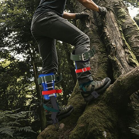 Tree Climbing Gear, Climbing Equipment 4.13'' Steel Spikes Kits, Up to 220 Lbs, Rope, Climbing Tool Set with Foot Straps, Ankle Straps, Gloves, Belt for Tree Work, Trimming, Picking Fruit in Saudi Arabia
