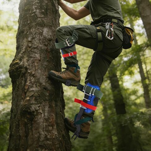 Tree Climbing Gear, Climbing Equipment 4.13'' Steel Spikes Kits, Up to 220 Lbs, Rope, Climbing Tool Set with Foot Straps, Ankle Straps, Gloves, Belt for Tree Work, Trimming, Picking Fruit in Saudi Arabia