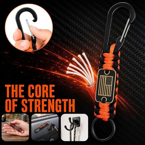 8 Pcs Heavy Duty Paracord Lanyard Keychain, Parachute Rope Key Chain with USA Flag, Outdoor Lanyard Necklace with Carabiner Clip, Braided Lanyards Strap for Men Camping Key Whistle in Saudi Arabia