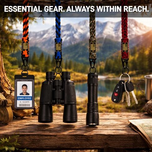 8 Pcs Heavy Duty Paracord Lanyard Keychain, Parachute Rope Key Chain with USA Flag, Outdoor Lanyard Necklace with Carabiner Clip, Braided Lanyards Strap for Men Camping Key Whistle in Saudi Arabia