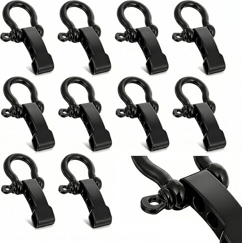 Paracord Shackle 10 Pack, Adjustable Metal O Shackles Screw Pin for Paracord Bracelet, Survival Gear, Belt, Outdoor Rope Connector, Black Flat Head Mini D Ring Shackle in Saudi Arabia