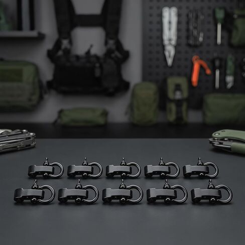 Paracord Shackle 10 Pack, Adjustable Metal O Shackles Screw Pin for Paracord Bracelet, Survival Gear, Belt, Outdoor Rope Connector, Black Flat Head Mini D Ring Shackle in Saudi Arabia