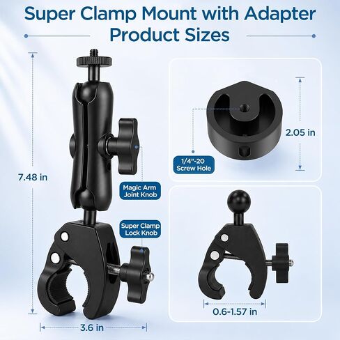 Starlink Mini Clamp Mount Kit with Adapter, Adjustable Pole and Rail Mount for Starlink Mini, Compatible with 2024/2025/2026 for RV, Camper, Boat, Balcony in Saudi Arabia