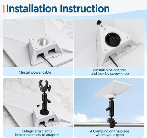 Starlink Mini Clamp Mount Kit with Adapter, Adjustable Pole and Rail Mount for Starlink Mini, Compatible with 2024/2025/2026 for RV, Camper, Boat, Balcony in Saudi Arabia