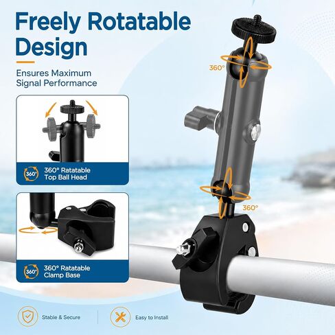 Starlink Mini Clamp Mount Kit with Adapter, Adjustable Pole and Rail Mount for Starlink Mini, Compatible with 2024/2025/2026 for RV, Camper, Boat, Balcony in Saudi Arabia