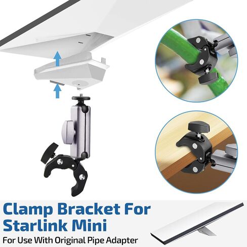Starlink Mini Mount Adjustable Clamp Accessories for Starlink Mini | Fits 2.2–5CM Poles, Ideal for RV Ladders, Roof Racks, Vans, Boats, Campers, and Outdoor Use in Kuwait