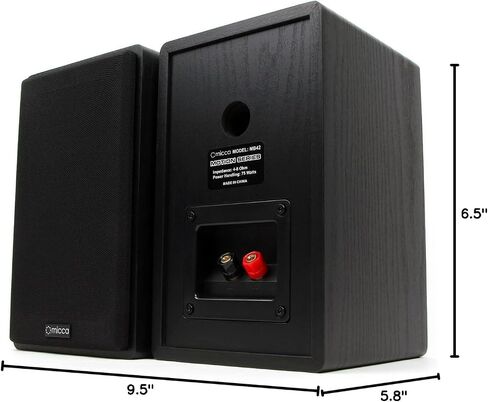 Micca MB42 Standard 2-Way Passive Bookshelf Speakers, Stereo Pair, Black | Amplifier Required, 4-Inch Carbon-Fiber Woofer, 0.75-Inch Silk-Dome Tweeter, Desktop, Home Theater, Surround Sound in Saudi Arabia