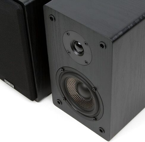 Micca MB42 Standard 2-Way Passive Bookshelf Speakers, Stereo Pair, Black | Amplifier Required, 4-Inch Carbon-Fiber Woofer, 0.75-Inch Silk-Dome Tweeter, Desktop, Home Theater, Surround Sound in Saudi Arabia
