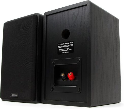 Micca MB42 Standard 2-Way Passive Bookshelf Speakers, Stereo Pair, Black | Amplifier Required, 4-Inch Carbon-Fiber Woofer, 0.75-Inch Silk-Dome Tweeter, Desktop, Home Theater, Surround Sound in Saudi Arabia