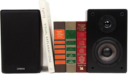 Micca MB42 Standard 2-Way Passive Bookshelf Speakers, Stereo Pair, Black | Amplifier Required, 4-Inch Carbon-Fiber Woofer, 0.75-Inch Silk-Dome Tweeter, Desktop, Home Theater, Surround Sound in Saudi Arabia