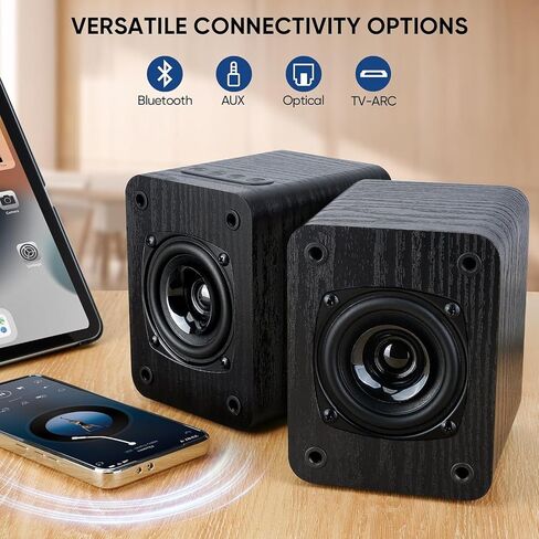 Saiyin Powered Bookshelf Speakers with 3" Drivers for Turntable, TV, PC | 20W x 2 Record Player Speakers, TV-ARC/Optical/Auxiliary Inputs, Bluetooth5.3 for Wireless Music Streaming, Small and Compact in Saudi Arabia