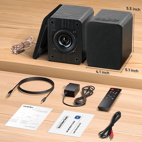 Saiyin Powered Bookshelf Speakers with 3" Drivers for Turntable, TV, PC | 20W x 2 Record Player Speakers, TV-ARC/Optical/Auxiliary Inputs, Bluetooth5.3 for Wireless Music Streaming, Small and Compact in Saudi Arabia