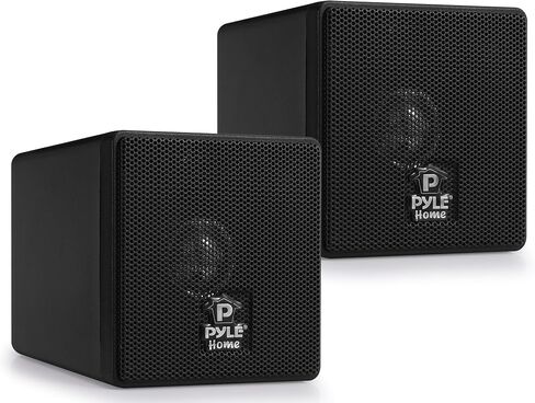 3" Mini Cube Bookshelf Speakers - 100W Small Bookshelf Speakers w/ 3" Paper Cone Driver, 8 Ohm - Passive Audio Book Shelf Speaker Pair For Home Theater Stereo Surround Sound - Pyle Home PCB3BK (Black) | 3 Inch Full Range Speakers for Home Cinema, Wall Mou in Kuwait