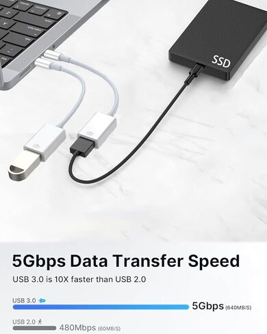 [Apple MFi Certified] USB C to USB Adapter, USB C Male to USB 3.0 Female OTG Cable Converter Compatible with MacBook Pro Air, Tablets, iPhone 17 Pro Max/17 Plus/16/15 Series, Galaxy S24/S23/S22, White in Saudi Arabia