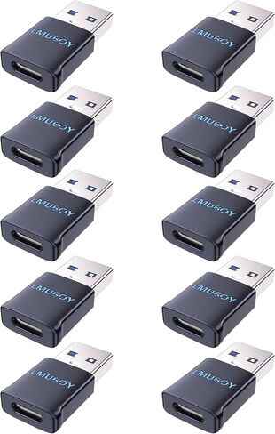 LMUBOY USB-A to USB-C Adapter with LED Light, USB A to C Adapter Pack-3 | Fit for iPhone,Watch,iPad,Galaxy,Pixel Series,USB 3.0 Fast Charging & Data Transfer, Compact Design for Car, Hotel, Airplane in Saudi Arabia