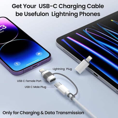 USB C to Lightning Adapter 5Pack, Type C to Lightning Adapter 10W Fast Charging Support Data Sync, Lightning to USB C Charger Dongle for iPhone 14/13/12/11/XS/XR, iPad/iPod/AirPods--Not for Audio/OTG in Saudi Arabia