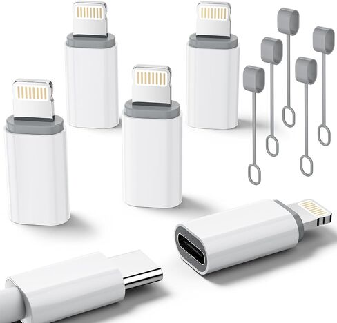 USB C to Lightning Adapter 5Pack, Type C to Lightning Adapter 10W Fast Charging Support Data Sync, Lightning to USB C Charger Dongle for iPhone 14/13/12/11/XS/XR, iPad/iPod/AirPods--Not for Audio/OTG in Saudi Arabia