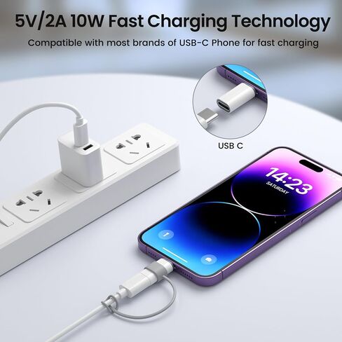 USB C to Lightning Adapter 5Pack, Type C to Lightning Adapter 10W Fast Charging Support Data Sync, Lightning to USB C Charger Dongle for iPhone 14/13/12/11/XS/XR, iPad/iPod/AirPods--Not for Audio/OTG in Saudi Arabia