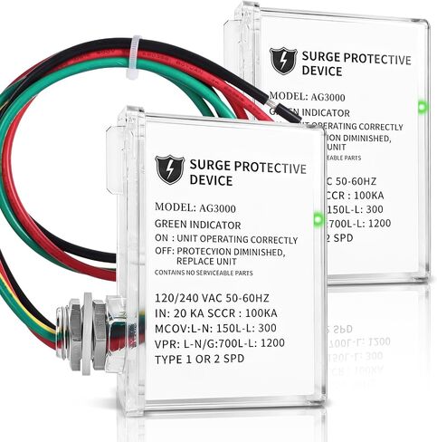 2 Pack AG3000 HVAC Surge Protector 120/240V, Whole House Surge Protective Device for Mini Split and AC, with TPMOV Technology, Type 4X Watertight Enclosure, LED Indicator, 6-Year Support in Saudi Arabia