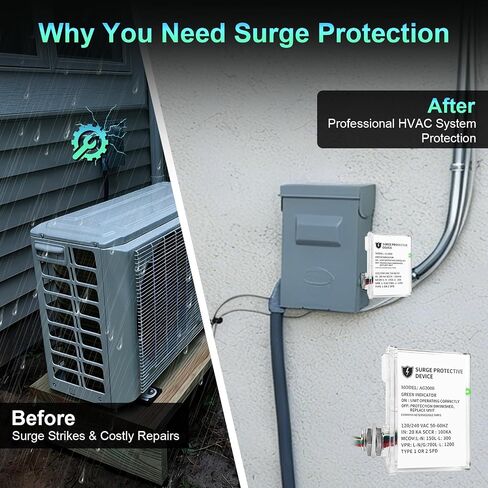 2 Pack AG3000 HVAC Surge Protector 120/240V, Whole House Surge Protective Device for Mini Split and AC, with TPMOV Technology, Type 4X Watertight Enclosure, LED Indicator, 6-Year Support in Saudi Arabia