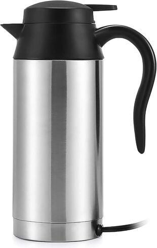 Sunsbell Portable Electric Car Kettle - 650ml Car Kettle Water Boiler 12V Car Heating Travel Cup Stainless Steel Car Heated Travel Mug Car Coffee Cup Warmer with DC 12V Charger for Car (Sliver) in Saudi Arabia