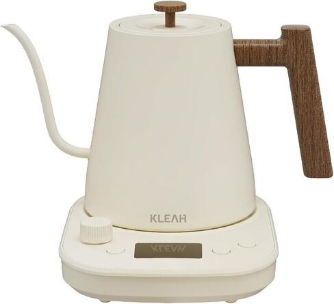 KLEAH Gooseneck Electric Kettle with Temperature Control - 0.8L Automatic Shut Off Tea & Coffee Kettle, Hot Water Boiler Pour Over Coffee Kettle, 1200W Quick Heating Keep Warm, Bone White in Saudi Arabia