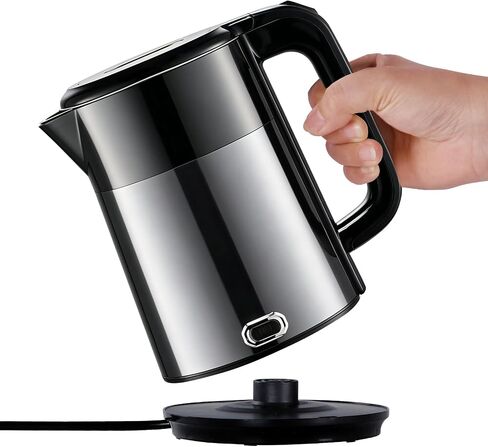 1L Small Travel Electric Kettle 1000W Portable Mini Hot Water Boiler | 304 Stainless Steel,Fast Boiling, Double Wall, Auto Shut-Off,Boil Dry Protection,Cordless 360° Base for Tea and Coffee in Saudi Arabia