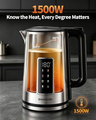 SHARDOR Electric Kettle 1.7L Stainless Steel, One Touch Start, Auto Shut-Off in Saudi Arabia