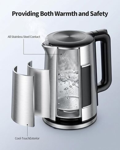 SHARDOR Electric Kettle 1.7L Stainless Steel, One Touch Start, Auto Shut-Off in Saudi Arabia
