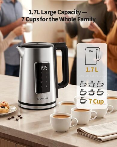 SHARDOR Electric Kettle 1.7L Stainless Steel, One Touch Start, Auto Shut-Off in Saudi Arabia