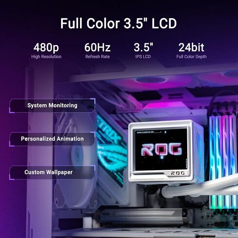 ASUS ROG RYUJIN III 360 ARGB Extreme White Edition All-in-one AIO CPU Liquid Cooler, AMD Ryzen 9000 & Intel Core Ultra, Asetek Gen8 V2 Pump high Airflow Magnetic Fans; 3.5" LCD, 6 Year Warranty in Saudi Arabia