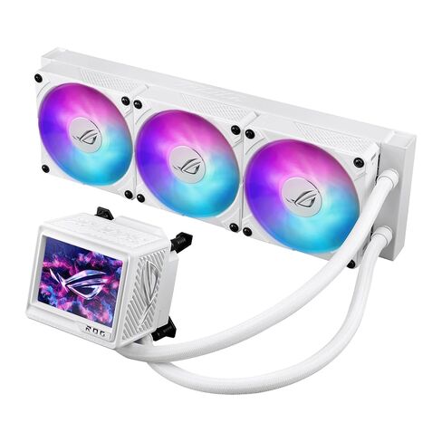 ASUS ROG RYUJIN III 360 ARGB Extreme White Edition All-in-one AIO CPU Liquid Cooler, AMD Ryzen 9000 & Intel Core Ultra, Asetek Gen8 V2 Pump high Airflow Magnetic Fans; 3.5" LCD, 6 Year Warranty in Saudi Arabia