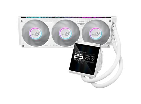ASUS ROG Strix LC IV 360 ARGB White All-in-One Liquid CPU Water Cooling | 3 x ROG ARGB fans, Asetek pump 8. Gen., LCD display, Intel LGA 1700, 1200, 115X, AMD AM5, AM4 in Saudi Arabia